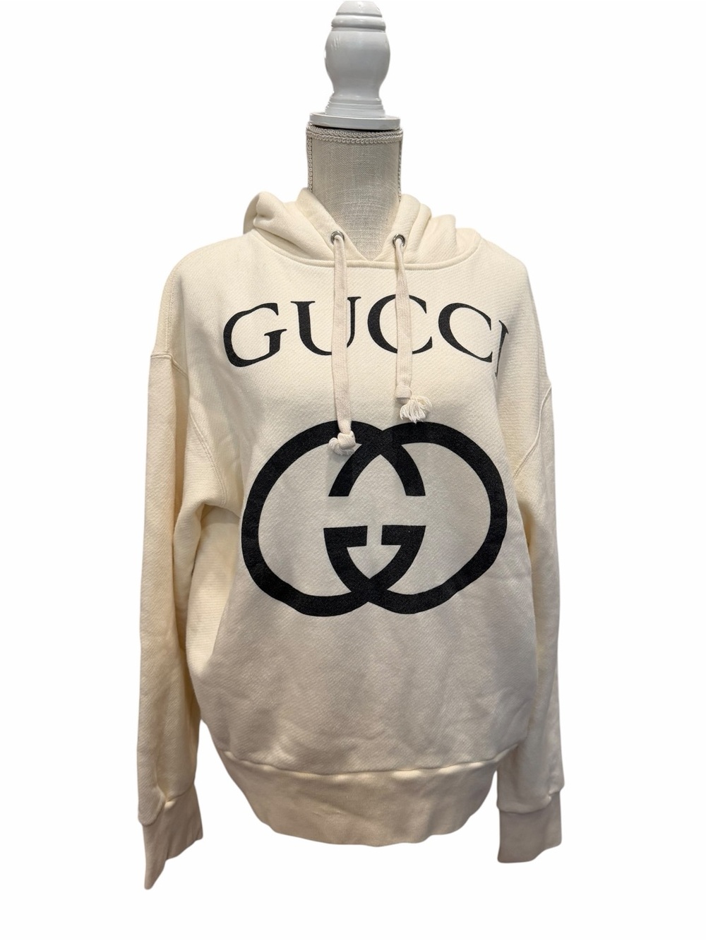 Gucci Cream Hoodie with Black Logo - Picture 2 of 9